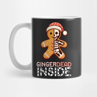 Gingerdead Inside Gingerbread Man Shirt | Funny Christmas Quotes Shirt | Cute Funny Gingerbread Man in a Santa Hat with Candy Cane Gift Idea Mug